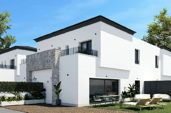 Eck-Reihenhaus in Santa Pola zu verkaufen, Wohnfläche 93 m², Zustand Erstbezug, Grundstück 113 m², 3 Schlafzimmer, 3 Badezimmer, Pool, ref.: HA-SPN-631-Q01-1