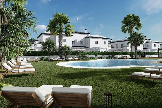 Eck-Reihenhaus in Santa Pola zu verkaufen, Wohnfläche 93 m², Zustand Erstbezug, Grundstück 113 m², 3 Schlafzimmer, 3 Badezimmer, Pool, ref.: HA-SPN-631-Q01-11