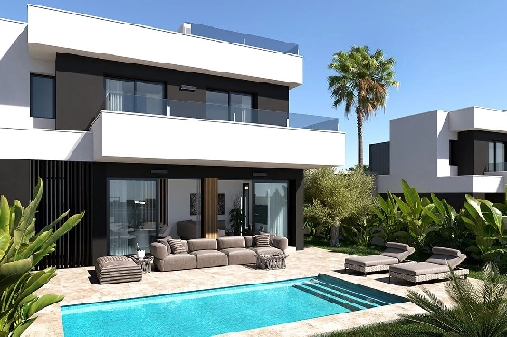 Villa in Ciudad Quesada zu verkaufen, Wohnfläche 200 m², Zustand Erstbezug, Klimaanlage, Grundstück 255 m², 3 Schlafzimmer, 3 Badezimmer, Pool, ref.: HA-CQN-121-E01-1