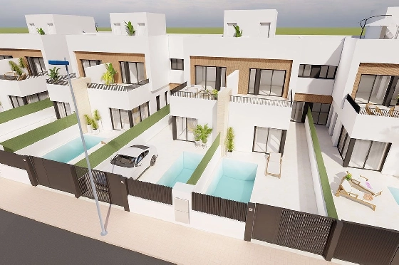 Reihenhaus in Santiago de la Ribera zu verkaufen, Wohnfläche 168 m², Zustand Erstbezug, Grundstück 126 m², 3 Schlafzimmer, 3 Badezimmer, Pool, ref.: HA-SRN-122-R01-1