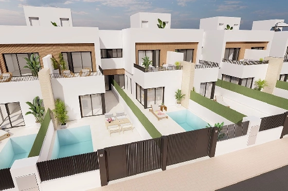 Reihenhaus in Santiago de la Ribera zu verkaufen, Wohnfläche 168 m², Zustand Erstbezug, Grundstück 126 m², 3 Schlafzimmer, 3 Badezimmer, Pool, ref.: HA-SRN-122-R01-2