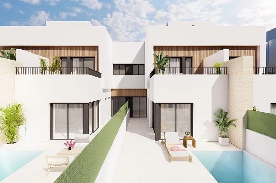 Reihenhaus in Santiago de la Ribera zu verkaufen, Wohnfläche 168 m², Zustand Erstbezug, Grundstück 126 m², 3 Schlafzimmer, 3 Badezimmer, Pool, ref.: HA-SRN-122-R01-5