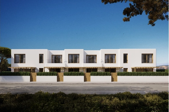 Reihenhaus in Gata de Gorgos zu verkaufen, Wohnfläche 102 m², Baujahr 2026, Klimaanlage, Grundstück 32 m², 3 Schlafzimmer, 2 Badezimmer, ref.: LS-GT5-1