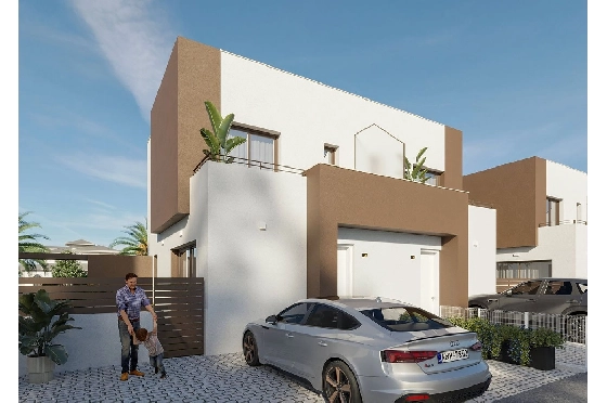 Doppelhaushälfte in La Marina zu verkaufen, Wohnfläche 99 m², Zustand Erstbezug, Klimaanlage, Grundstück 137 m², 3 Schlafzimmer, 3 Badezimmer, Pool, ref.: HA-MAN-253-D01-1