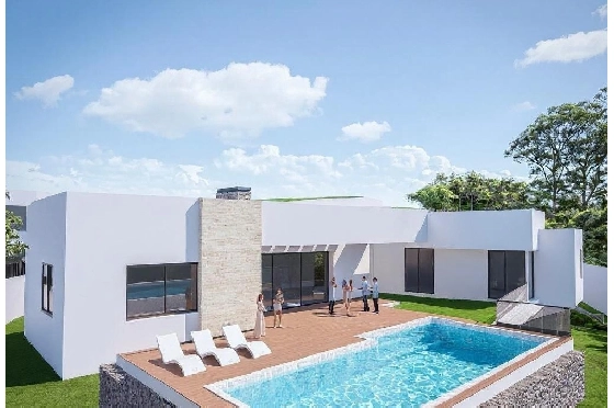 Villa in Javea zu verkaufen, Wohnfläche 300 m², Baujahr 2026, Klimaanlage, Grundstück 1000 m², 3 Schlafzimmer, 3 Badezimmer, Pool, ref.: AM-12658DA-1
