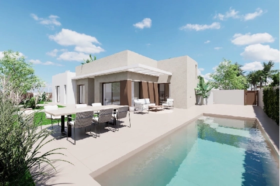 Villa in Los Alcazares zu verkaufen, Wohnfläche 197 m², Zustand Erstbezug, Grundstück 356 m², 3 Schlafzimmer, 3 Badezimmer, Pool, ref.: HA-LAN-451-E03-1