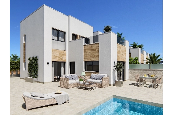 Doppelhaushälfte in San Fulgencio zu verkaufen, Wohnfläche 108 m², Zustand Erstbezug, Klimaanlage, Grundstück 245 m², 3 Schlafzimmer, 2 Badezimmer, Pool, ref.: HA-MAN-301-D01-2