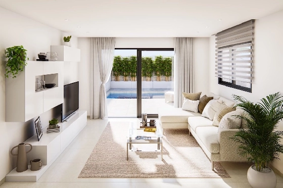 Doppelhaushälfte in San Fulgencio zu verkaufen, Wohnfläche 108 m², Zustand Erstbezug, Klimaanlage, Grundstück 245 m², 3 Schlafzimmer, 2 Badezimmer, Pool, ref.: HA-MAN-301-D01-3